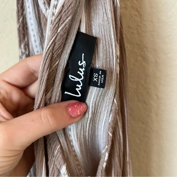 Lulus Ocean City Tan and White Striped Jumpsuit - Picture 5 of 9